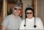 Jeff and Joy with never-to-be-used ski hats!