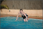 James diving in the icy cold pool